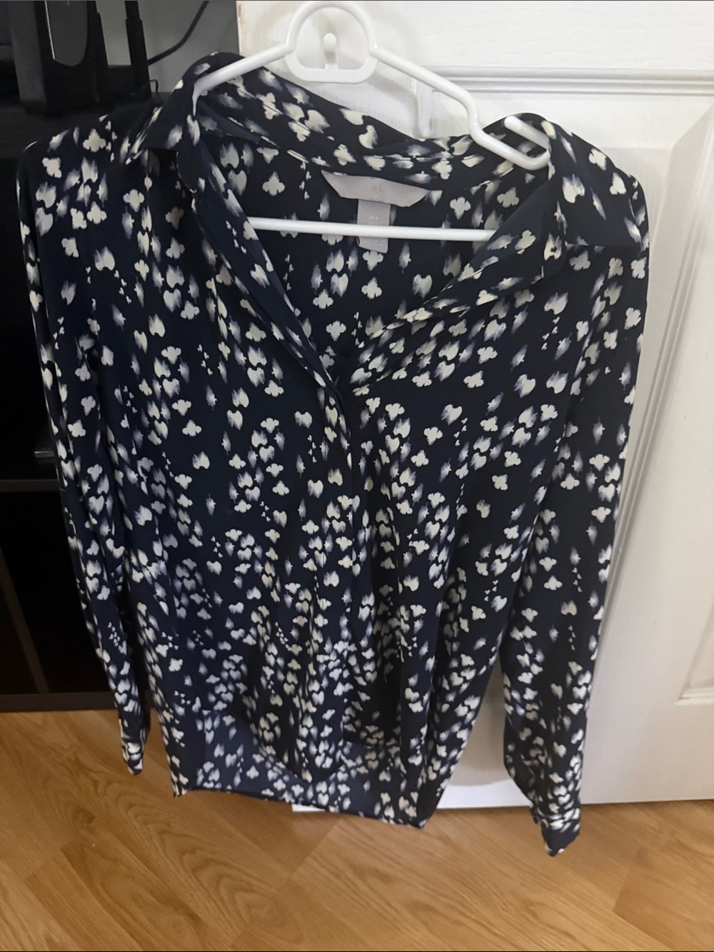 H&M Navy and White Printed Button-Down Shirt